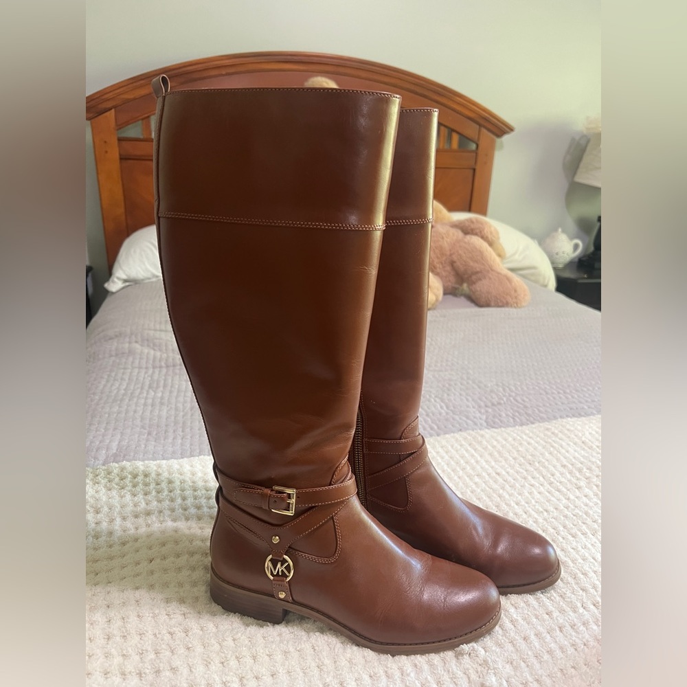 Michael Kors brown and gold tall boots